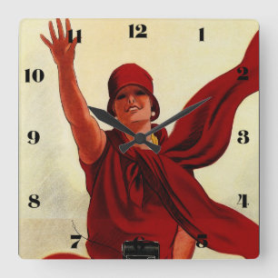 Relógio Quadrado Marcello Dudovich Art Deco "Anúncio da Câmera"