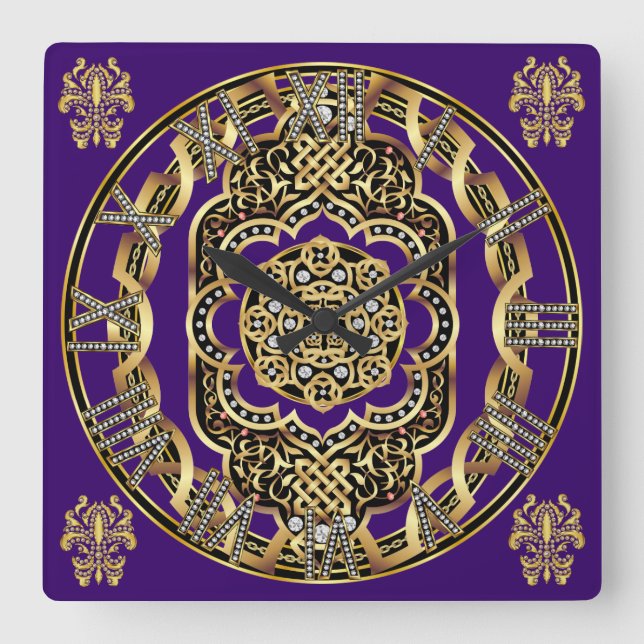 Relógio Quadrado Mardi Gras IMPORTANTE Leu Sobre Design (Frente)