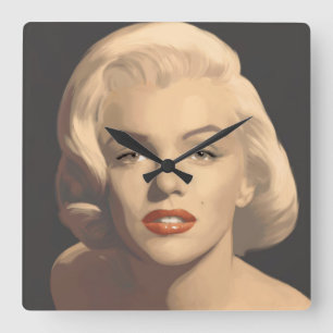 Relógio Quadrado Marilyn cinzenta gráfica