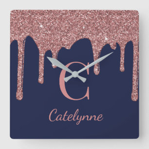 Relógio Quadrado Marinho azul Rosa Dourado Minigráfico Drives de br