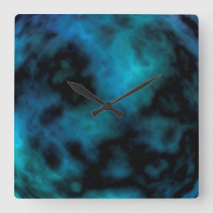Relógio Quadrado Mármaco Azul Faux