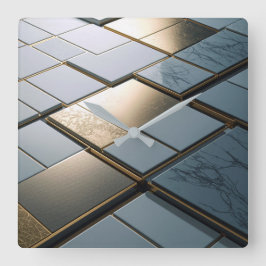 Relógio Quadrado Marmor Gold Fliesen Luxus Geometrie