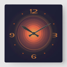 Relógio Quadrado Marrom profundo com centro de espiral Dourado>Reló