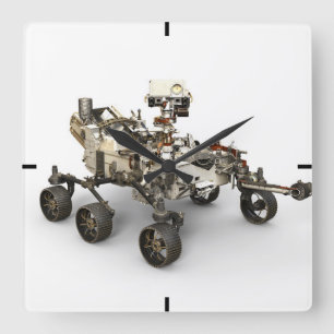 Relógio Quadrado Mars Perseverance Rover Em Fundo Branco.