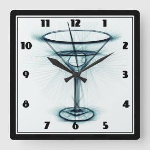 Relógio Quadrado Martini Glass Sketch