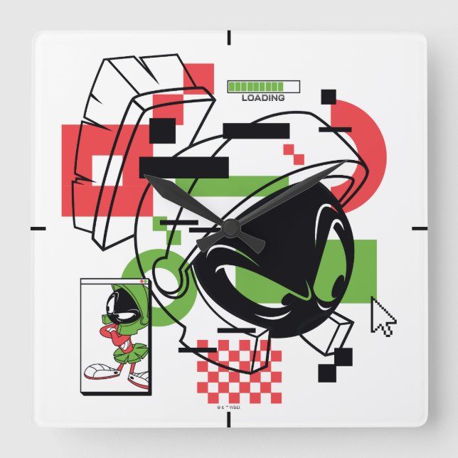 Relógio Quadrado MARVIN THE MARTIAN™ Glitch (Frente)