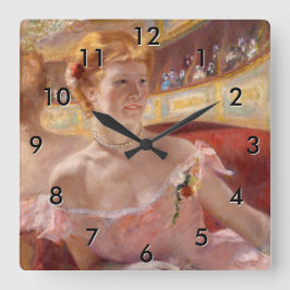 Relógio Quadrado Mary Cassatt - Mulher com Colar de Pérola num cama