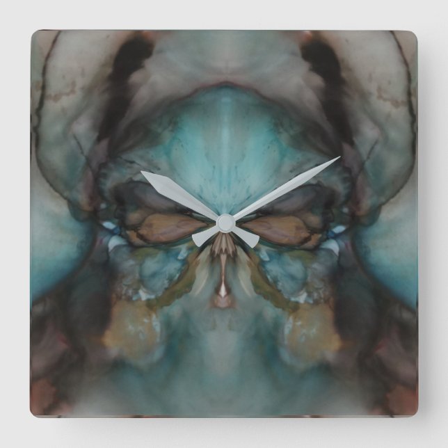 Relógio Quadrado Máscara de Visualização da Escarpa do Design Abstr (Frente)