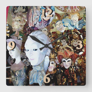 Relógio Quadrado Máscaras Venetian 2