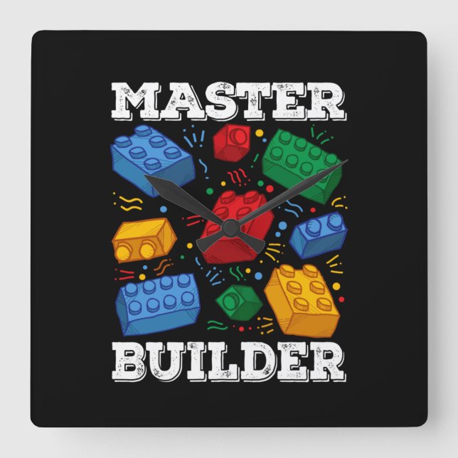 Relógio Quadrado Master Builder Cute Block Building Kids Toys Brick (Frente)
