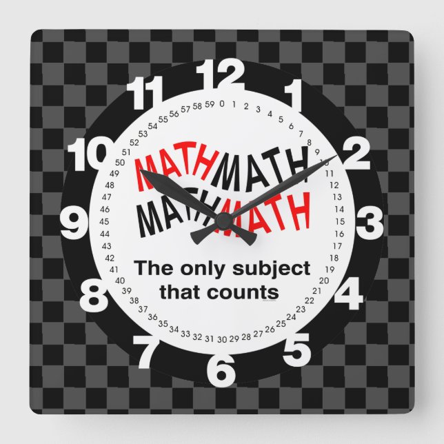 Relógio Quadrado Math Counts Wavy (Frente)