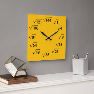 Relógio Quadrado Math Square Root Wall Clock