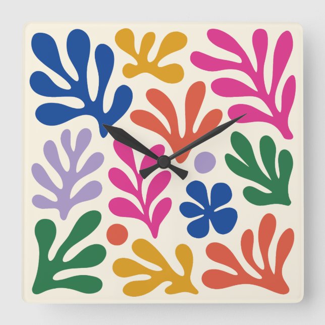 Relógio Quadrado Matisse Papiers Decoupes Recortes (Frente)