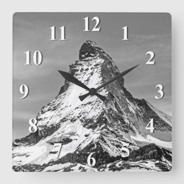 Relógio Quadrado Matterhorn Preto e Branco (Frente)