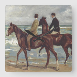 Relógio Quadrado Max Liebermann: Dois Cavaleiros na Praia Arte