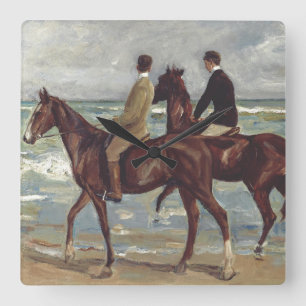 Relógio Quadrado Max Liebermann: Dois Cavaleiros na Praia Arte