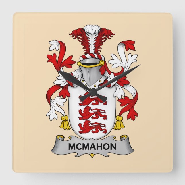 Relógio Quadrado McMahon Family Coat of Arms (Frente)