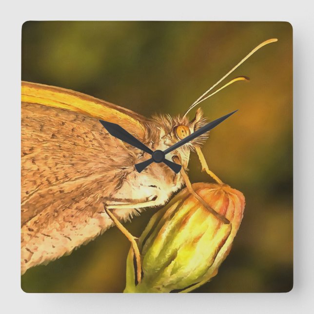 Relógio Quadrado Meadow Brown Beauily Button Art (Frente)