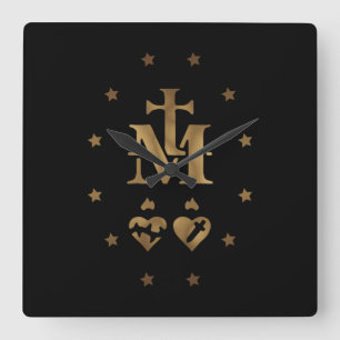 Relógio Quadrado Medalha Miraculosa, Medalha de Nossa Senhora da Gr