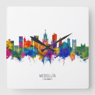 Relógio Quadrado Medellin Colombia Skyline