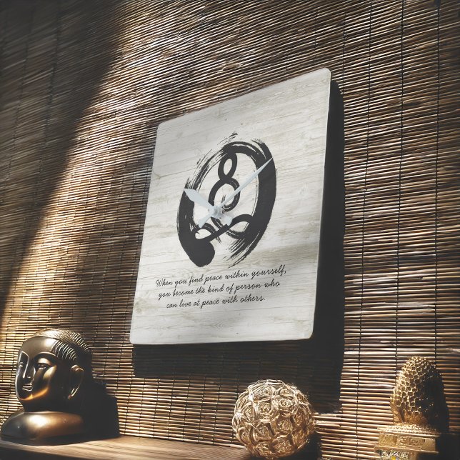 Relógio Quadrado Meditação de Instrutor Yoga Pose Zen Citações (Criador carregado)