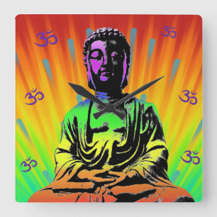 Relógio Quadrado Meditando Buda