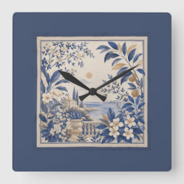 Relógio Quadrado Mediterranean Botanical Wall Clock