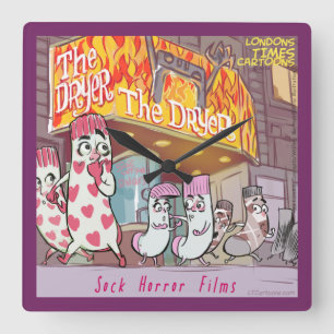 Relógio Quadrado Meias Engraçadas Torram Filme Quadrado Muro