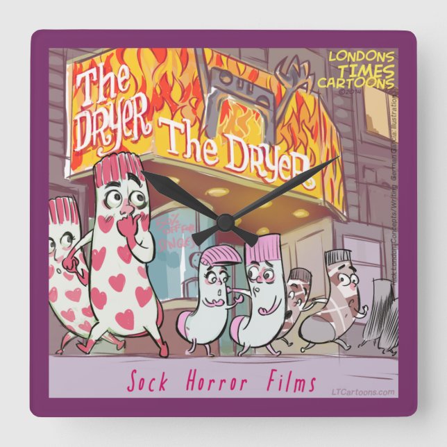 Relógio Quadrado Meias Engraçadas Torram Filme Quadrado Muro (Frente)