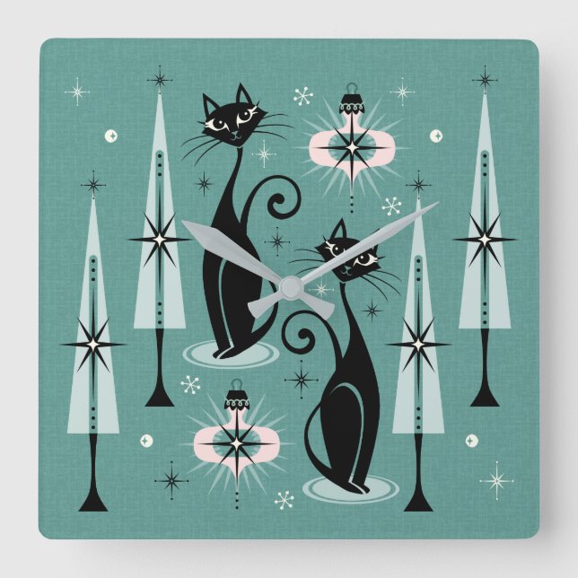 Relógio Quadrado Meio século Atômico Natal ©studioxtine (Frente)