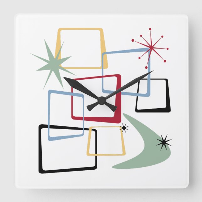 Relógio Quadrado Meio século de Inicialização de Estburst de Boomer (Frente)