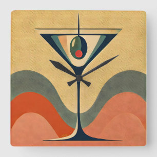 Relógio Quadrado Meio século moderno "pimento azeitona martini wave