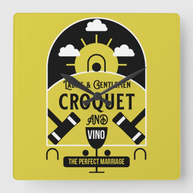 Relógio Quadrado Melhor Jogo Croquet Engraçado (Frente)