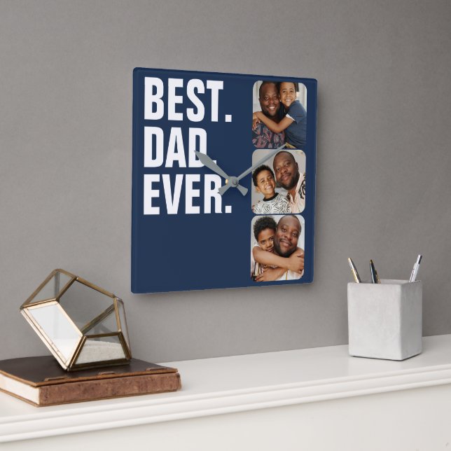 Relógio Quadrado Melhor Pai de Oferta de Fotografias do Dia de os p (Escritório)