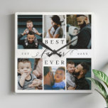 Relógio Quadrado Melhor Pai Nunca | Colagem de fotos do Dia de os p<br><div class="desc">Celebrar o amor eterno e as memórias queridas da sua família com o nosso Relógio de Muros de Foto do Melhor Pai. Este relógio de parede personalizado é um presente ideal para Dia de os pais, aniversários, ou qualquer ocasião que honre o pai especial em sua vida. Apresentando uma grade...</div>
