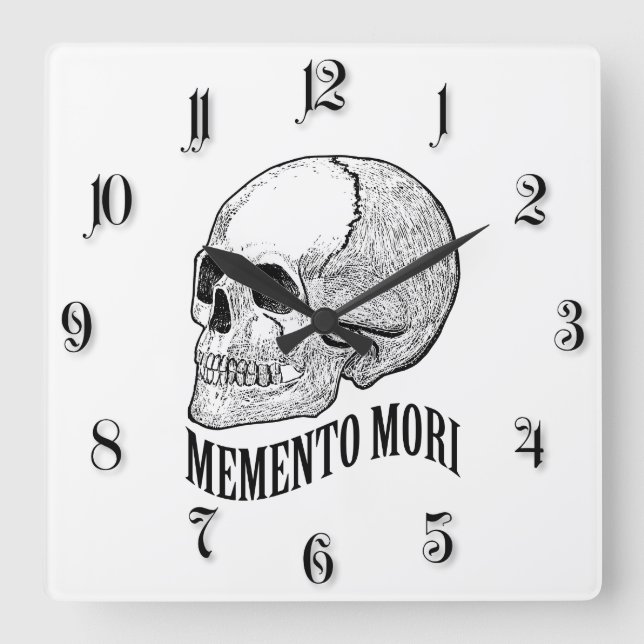 Relógio Quadrado Memento mori (Frente)