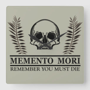 Relógio Quadrado memento mori, frase latina