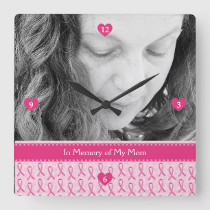 Relógio Quadrado Memorial cor-de-rosa feito sob encomenda bonito da