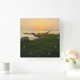 Relógio Quadrado Memórias de Fotografias Personalizadas Simples Qua