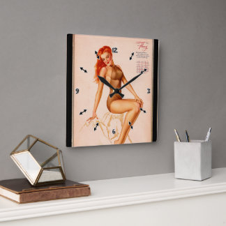 Relógio Quadrado Menina de fevereiro Varga Rapariga 1946 Calendário
