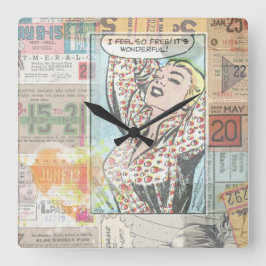 Relógio Quadrado Menina de Pinup Chic Retro