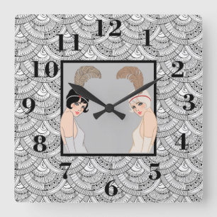 Relógio Quadrado Meninas do art deco