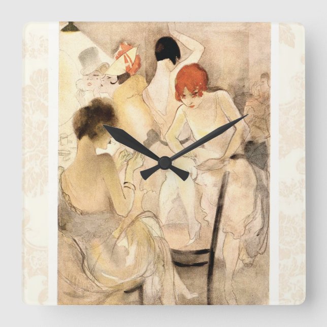 Relógio Quadrado meninas do ~ do art deco do 1920 no vestuario (Frente)