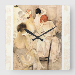 Relógio Quadrado meninas do ~ do art deco do 1920 no vestuario