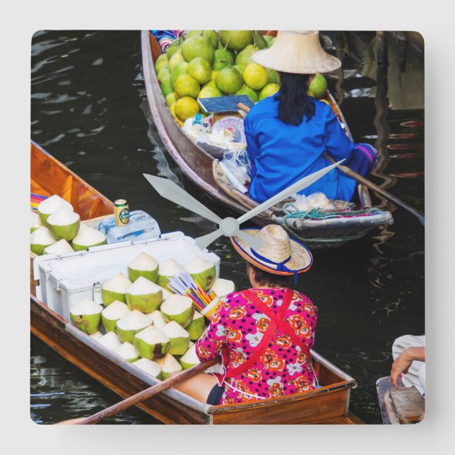 Relógio Quadrado Mercado flutuante em Bangkok (Frente)