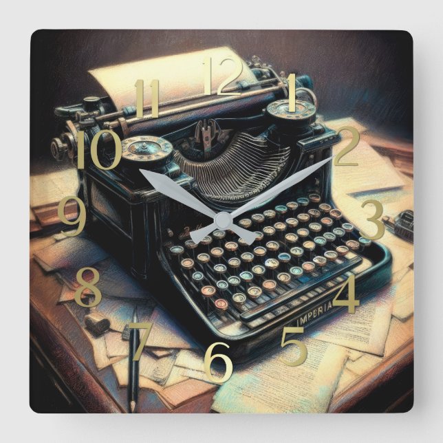 Relógio Quadrado Mesa de Máquina de Máquina de Espelhamento Antiqua (Frente)
