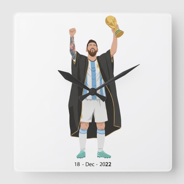 Relógio Quadrado Messi World Cup Champion  (Frente)