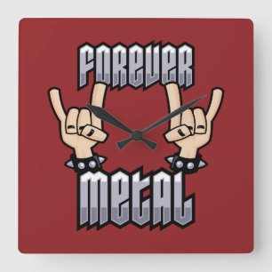 Relógio Quadrado Metal Forever Sinal de Mão com Chifres de Diabo em