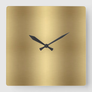 Relógio Quadrado Metálico Sólido Elegante Velho Dourado