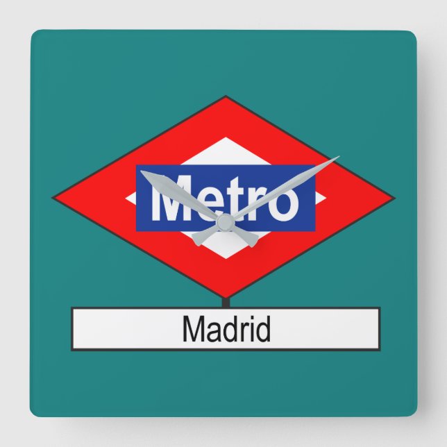 Relógio Quadrado Metro de Placa Madrid (Frente)